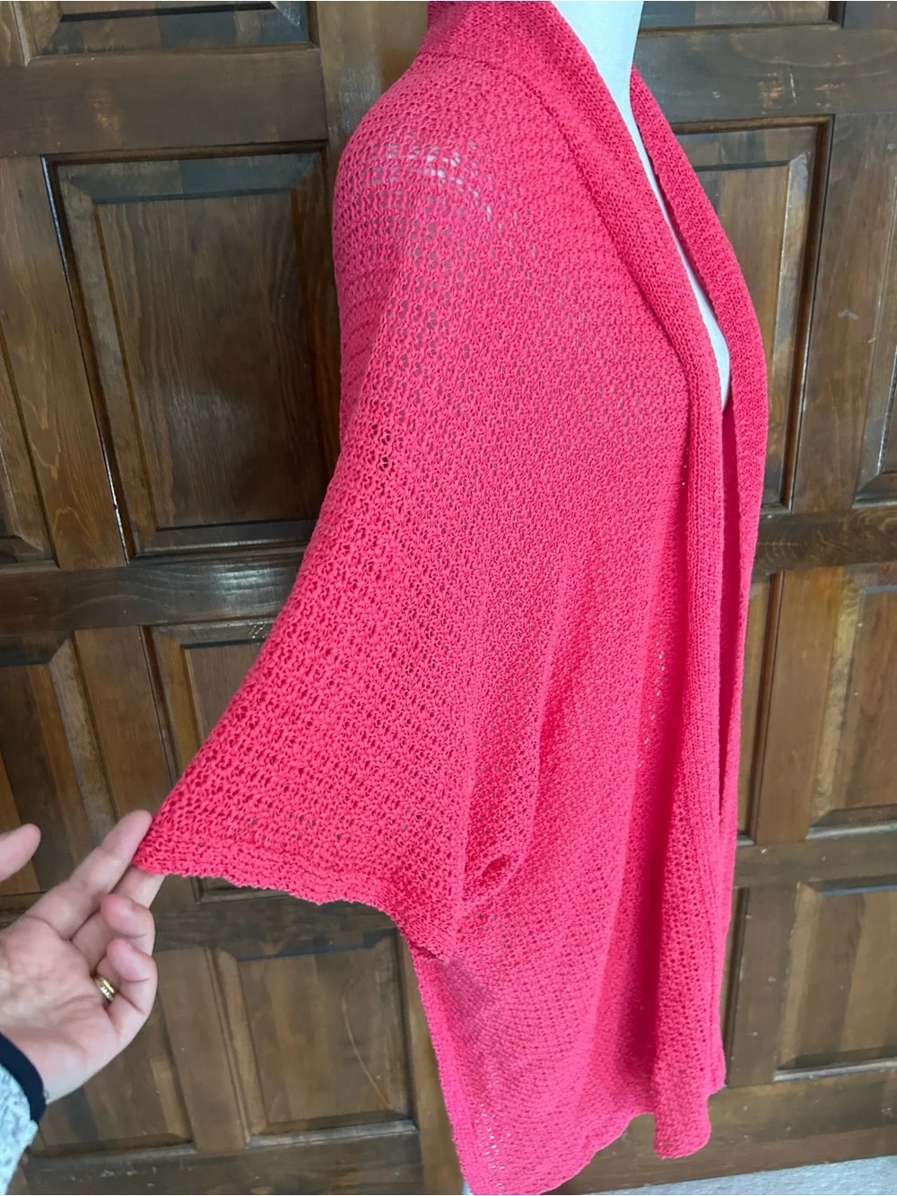 NWT Chico's Wild Rose Pink Open-Knit Lightweight Wrap Sweater L/XL Cardigan